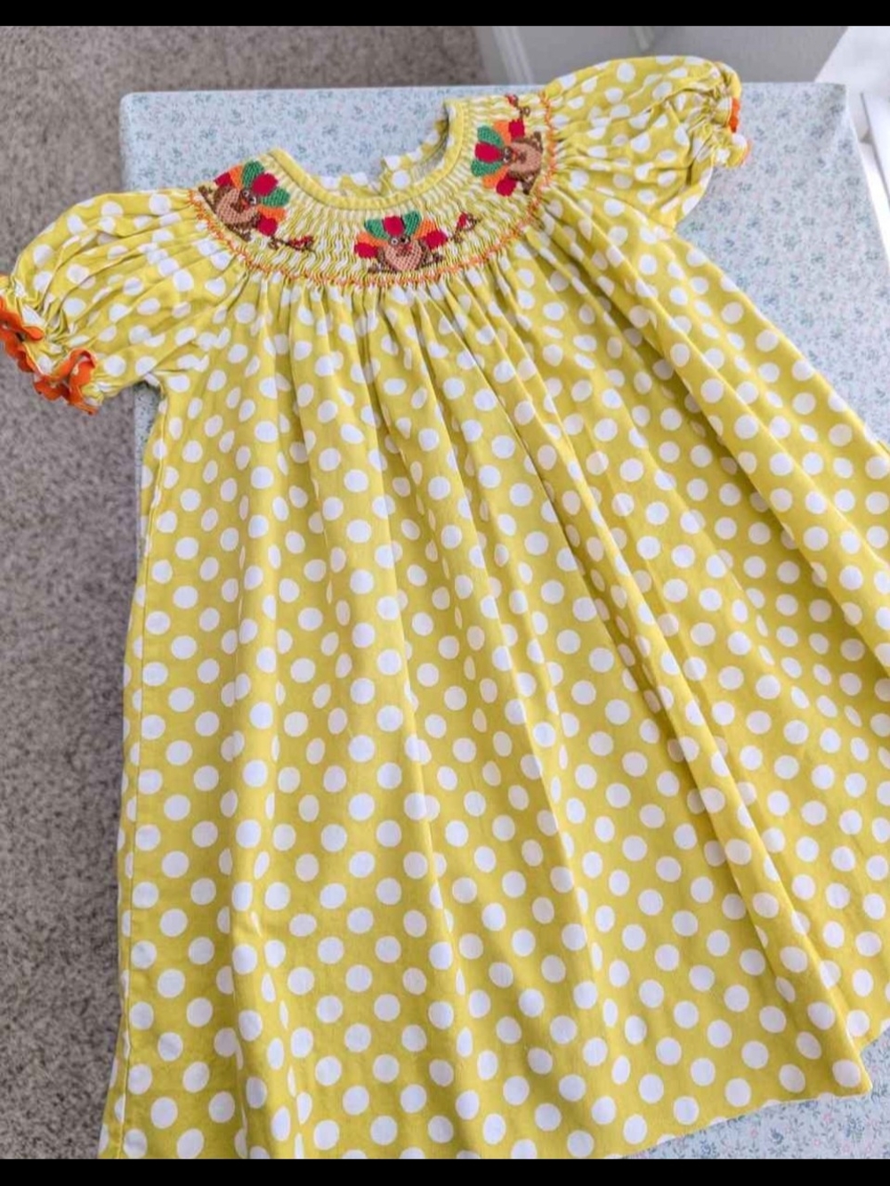 18 Mos Smocked Polkadot Thanksgiving Turkey Dress